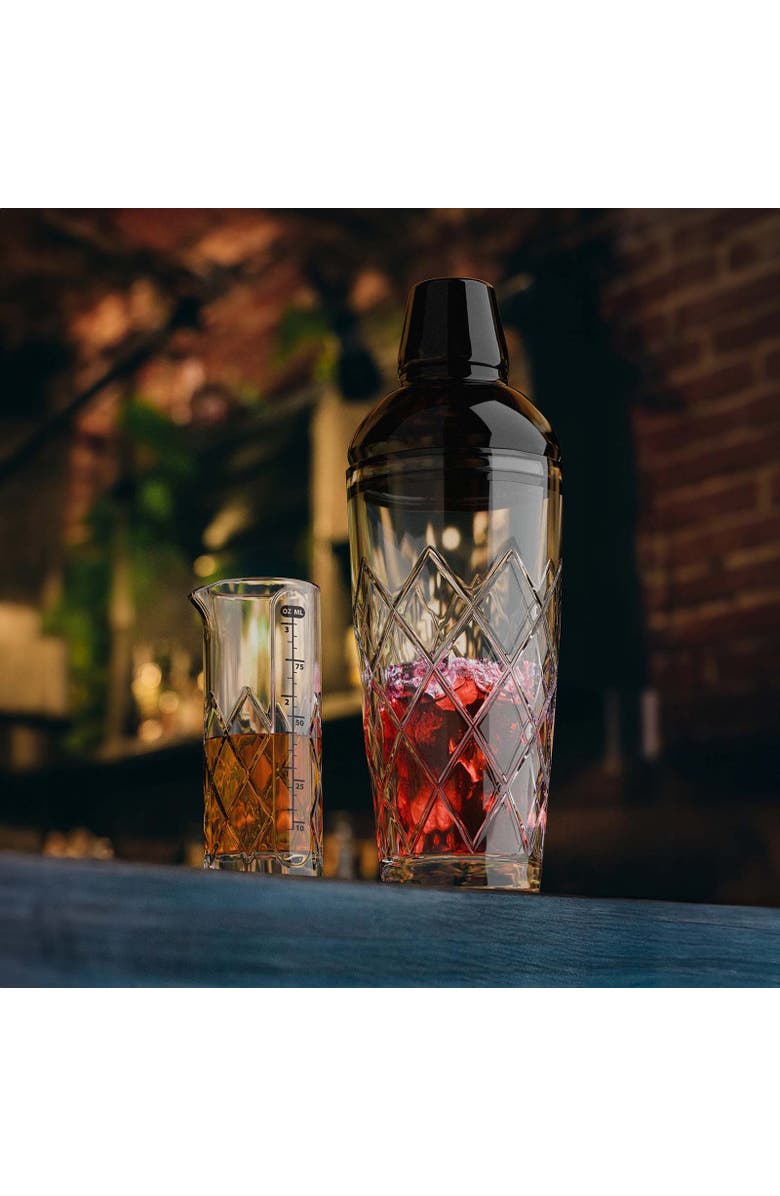 FINAL TOUCH Yarai Glass Cocktail Shaker & Jigger Set, Alternate, color, Black Chrome