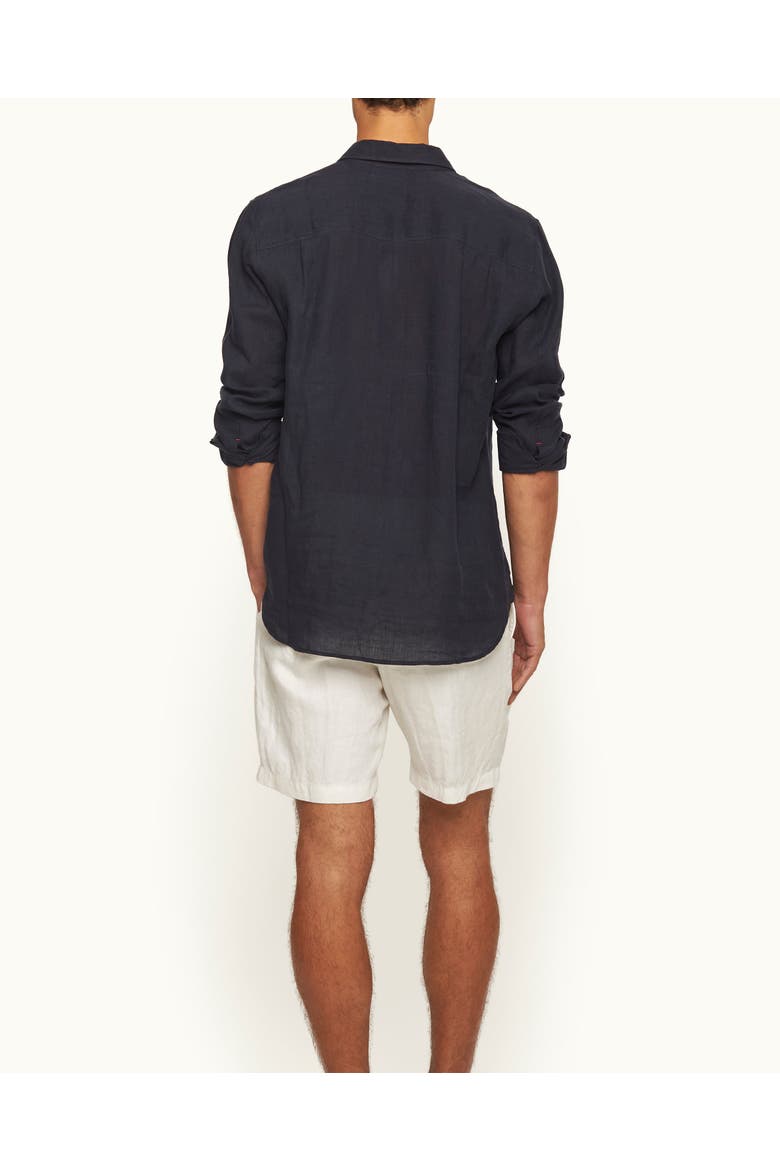 Justin Lino Relaxed Fit Classic Collar Italian Linen Shirt, Alternate, color, NIGHT IRIS