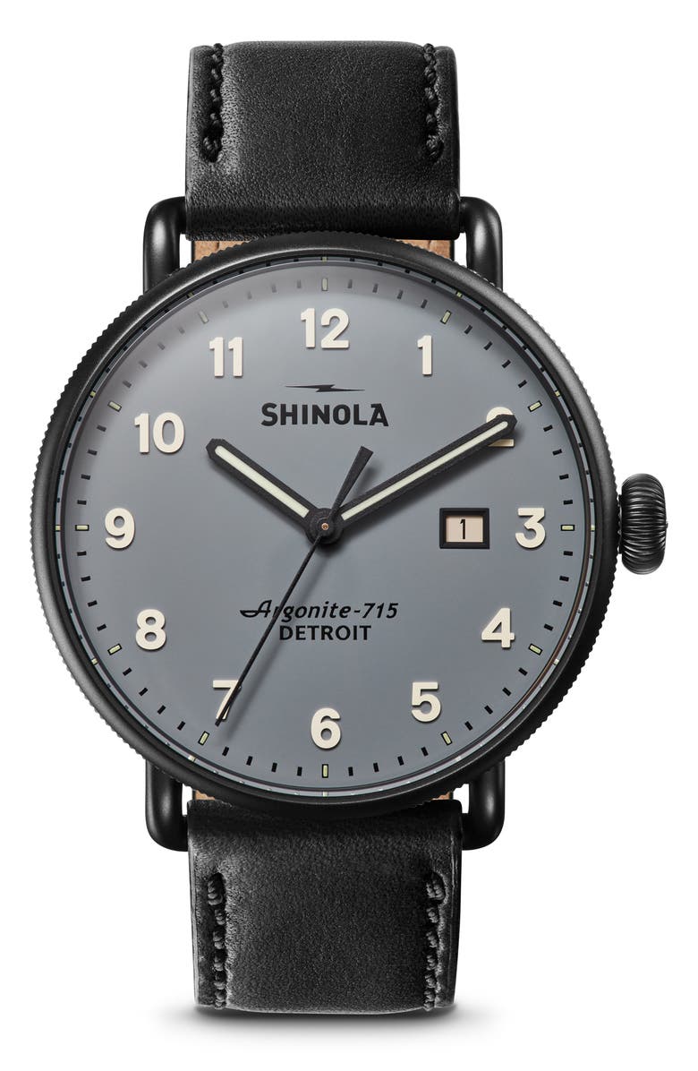 Shinola The Canfield Leather Strap Watch, 43mm, Alternate, color, 