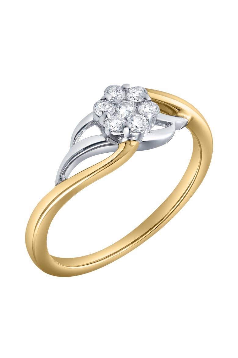 Amoria 0.25 Ct Natural Diamond Floral 10K Gold Ring, Main, color, 10K Yellow Gold