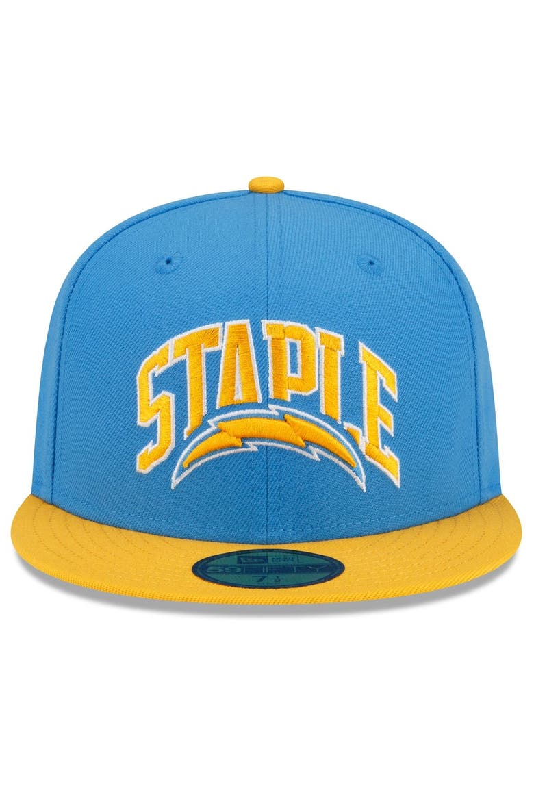 Men's New Era Powder Blue/Gold Los Angeles Chargers NFL x Staple Collection 59FIFTY Fitted Hat, Alternate, color, Powder Blue