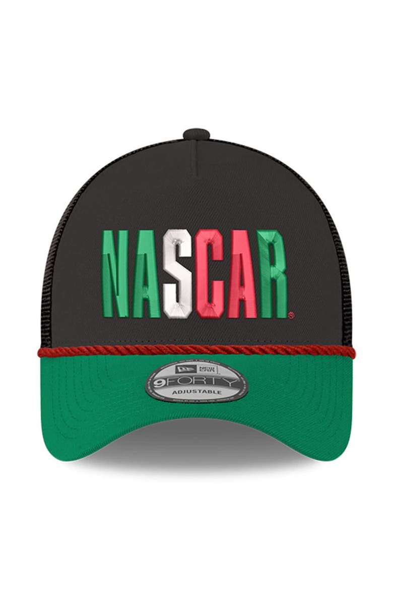 New Era Men's New Era Black/Green NASCAR Mexico City Race 9FORTY A-Frame Trucker Adjustable Hat, Alternate, color, Black