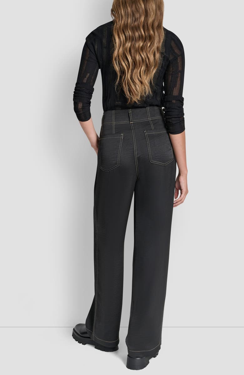 DKNY Topstitch Straight Leg Pants, Alternate, color, Black