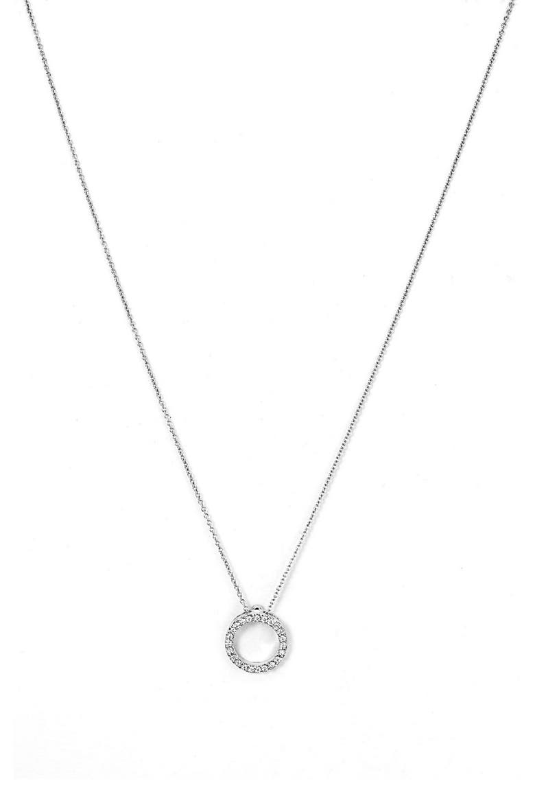 'Tiny Treasures' Small Diamond Circle Pendant Necklace, Main, color, WHITE GOLD