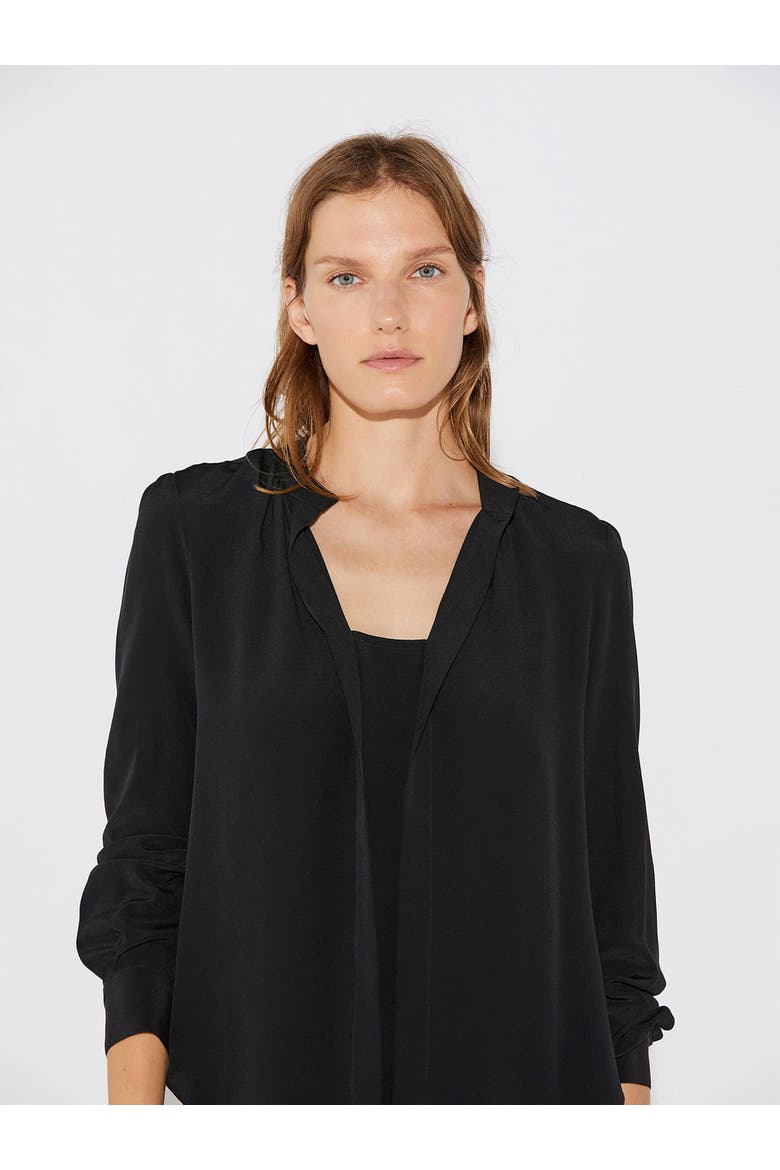 Olympia LONGSLEEVE Longsleeve Silk Top, Alternate, color, Black