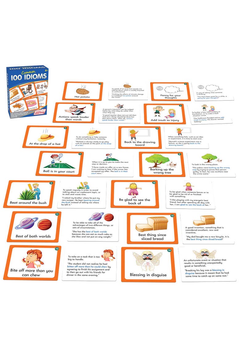 100 Common Idioms Educational Activity Cards, Alternate, color, Multicolored