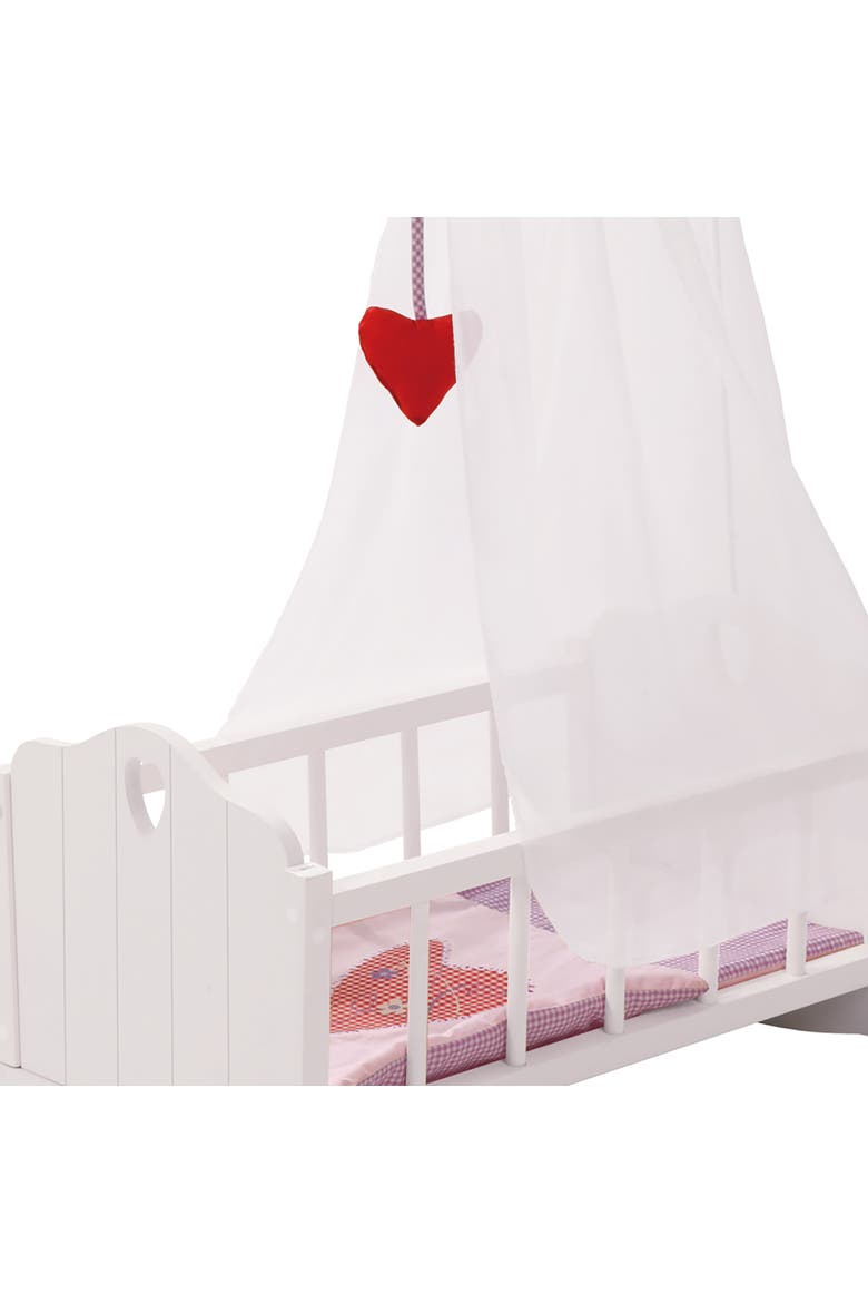 Doll Cradle Set Fienchen Heart, Pink & White, Alternate, color, White