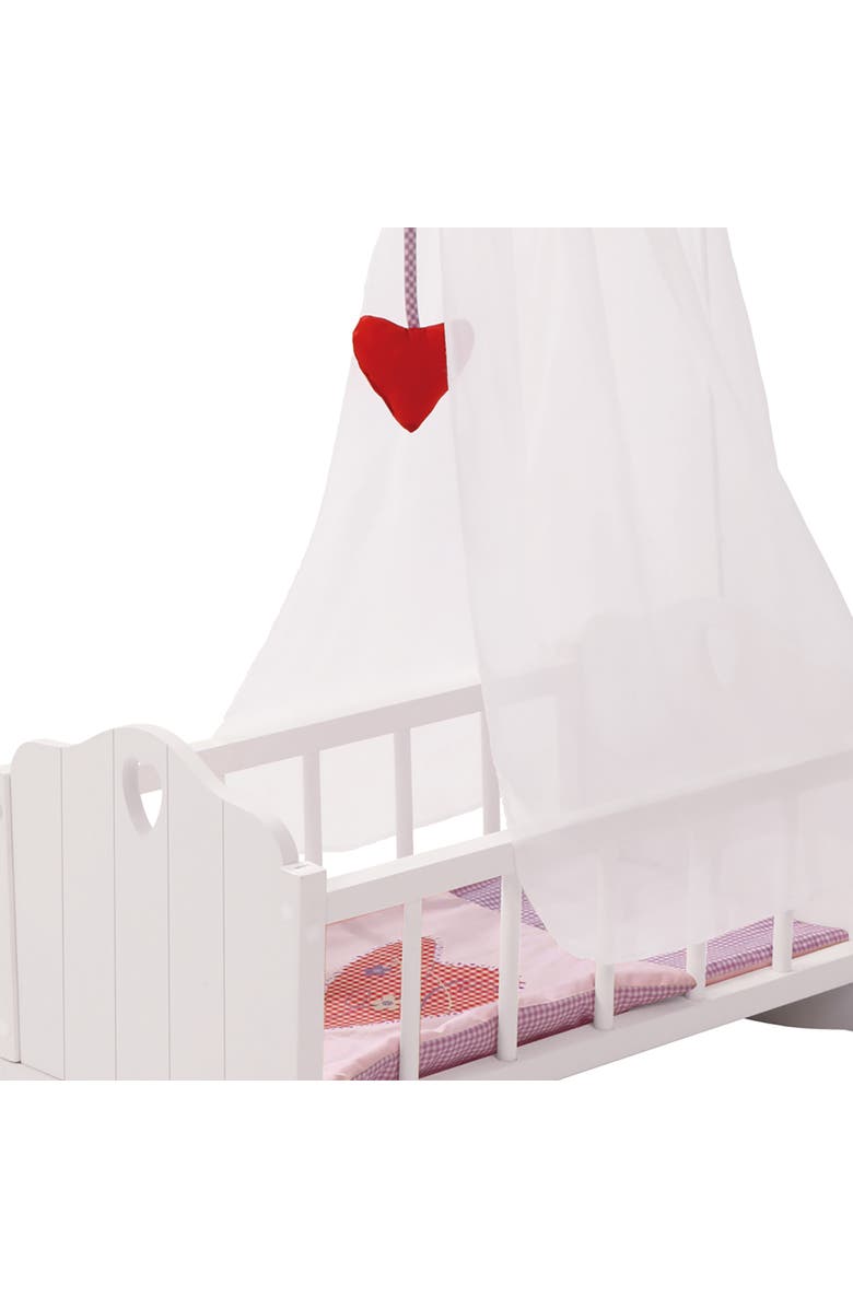 Roba-Kids Doll Cradle Set Fienchen Heart, Pink & White, Alternate, color, White