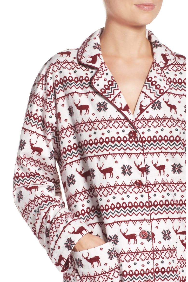 Print Flannel Pajamas, Alternate, color, IVORY