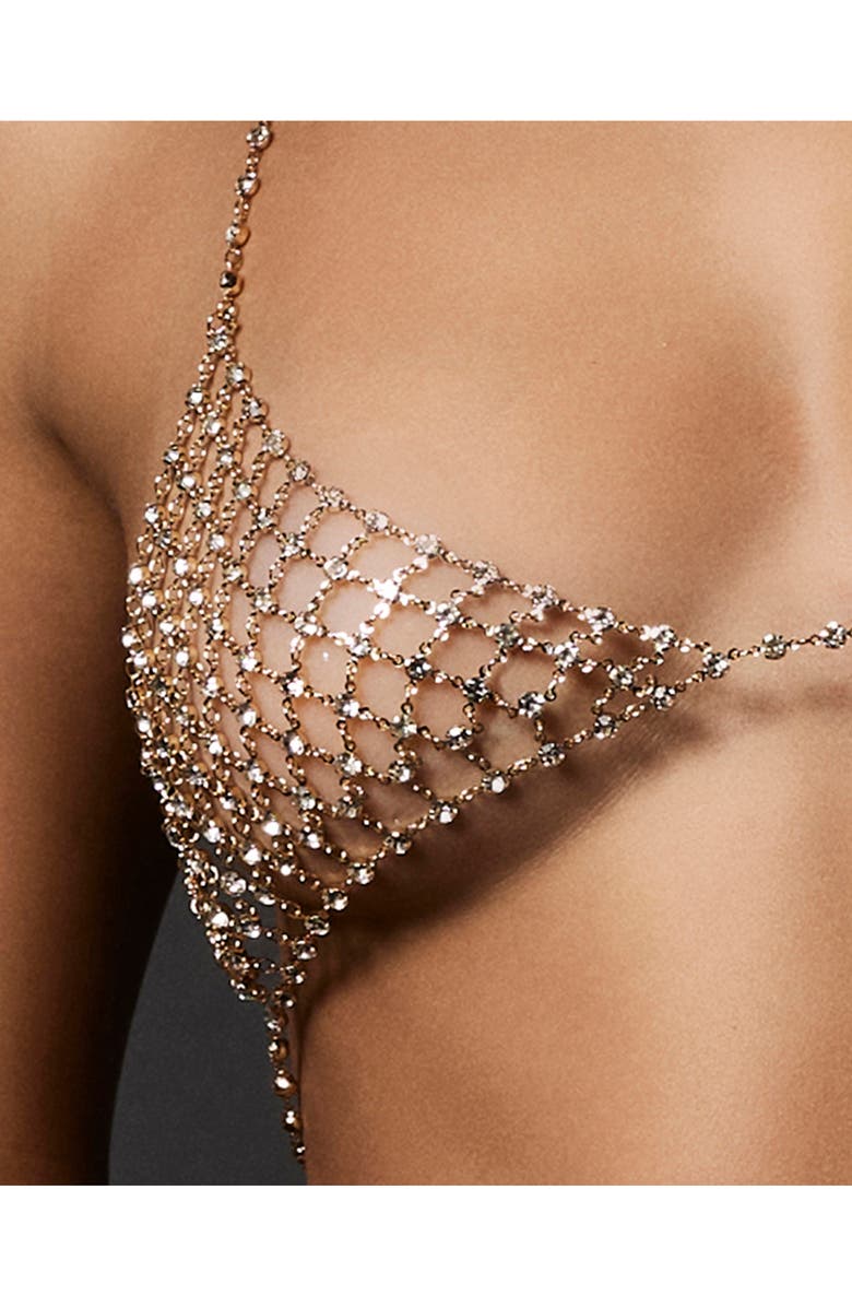 Bluebella Marli Embellished Chain Bralette, Alternate, color, Gold/ Clear