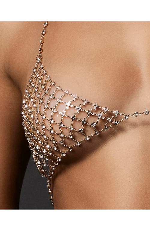 Bluebella Marli Embellished Chain Bralette In Gold/clear