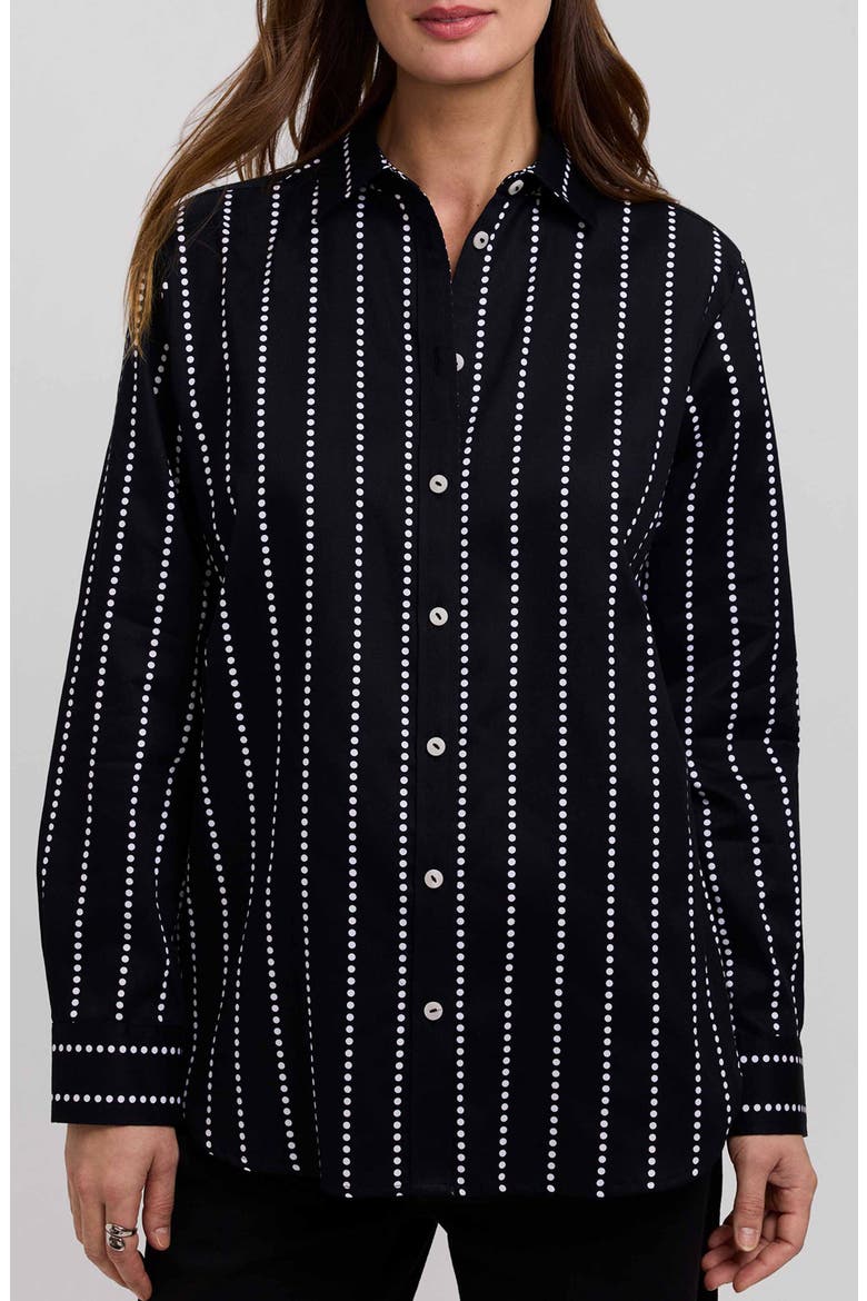 Dot Stripe Boyfriend Button-Up Shirt, Main, color, BLACK/ WHITE