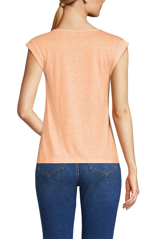 LANDS' END LANDS' END LINEN BLEND CAP SLEEVE GATHERED SHOULDER TEE