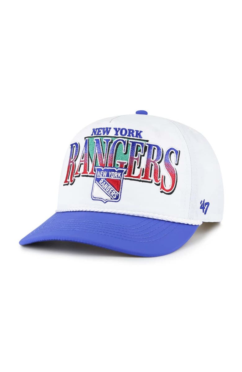 '47 Men's '47 White/Blue New York Rangers Tribute Hitch Adjustable Hat, Main, color, 