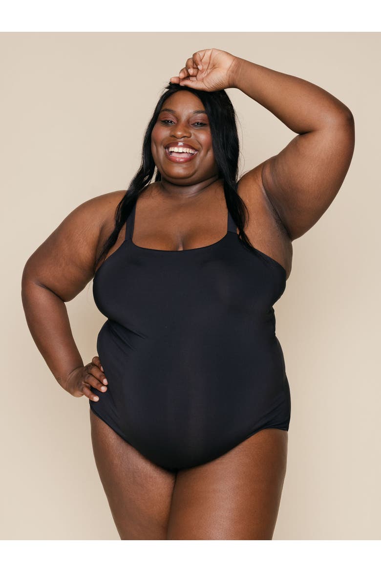 Shelf Bra One Piece Swimsuit, Alternate, color, Black