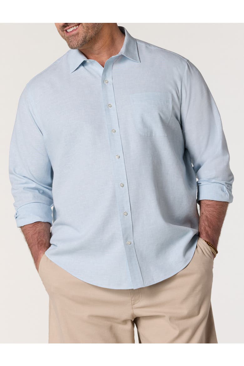 Big & Tall Linen-Blend Tech Sport Shirt, Main, color, FORGET ME NOT