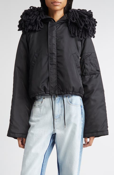 Knit Collar Crop Coat