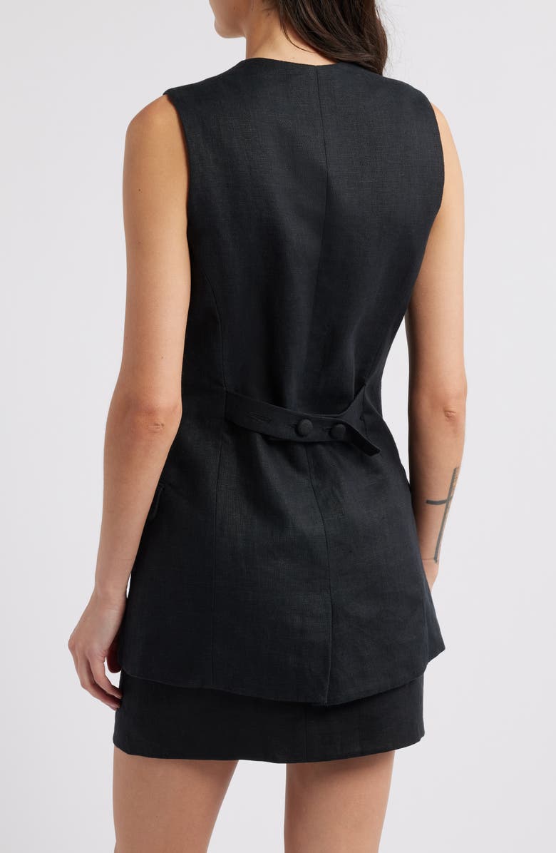 Faithfull the Brand Jane Linen Button-Up Vest, Alternate, color, Black
