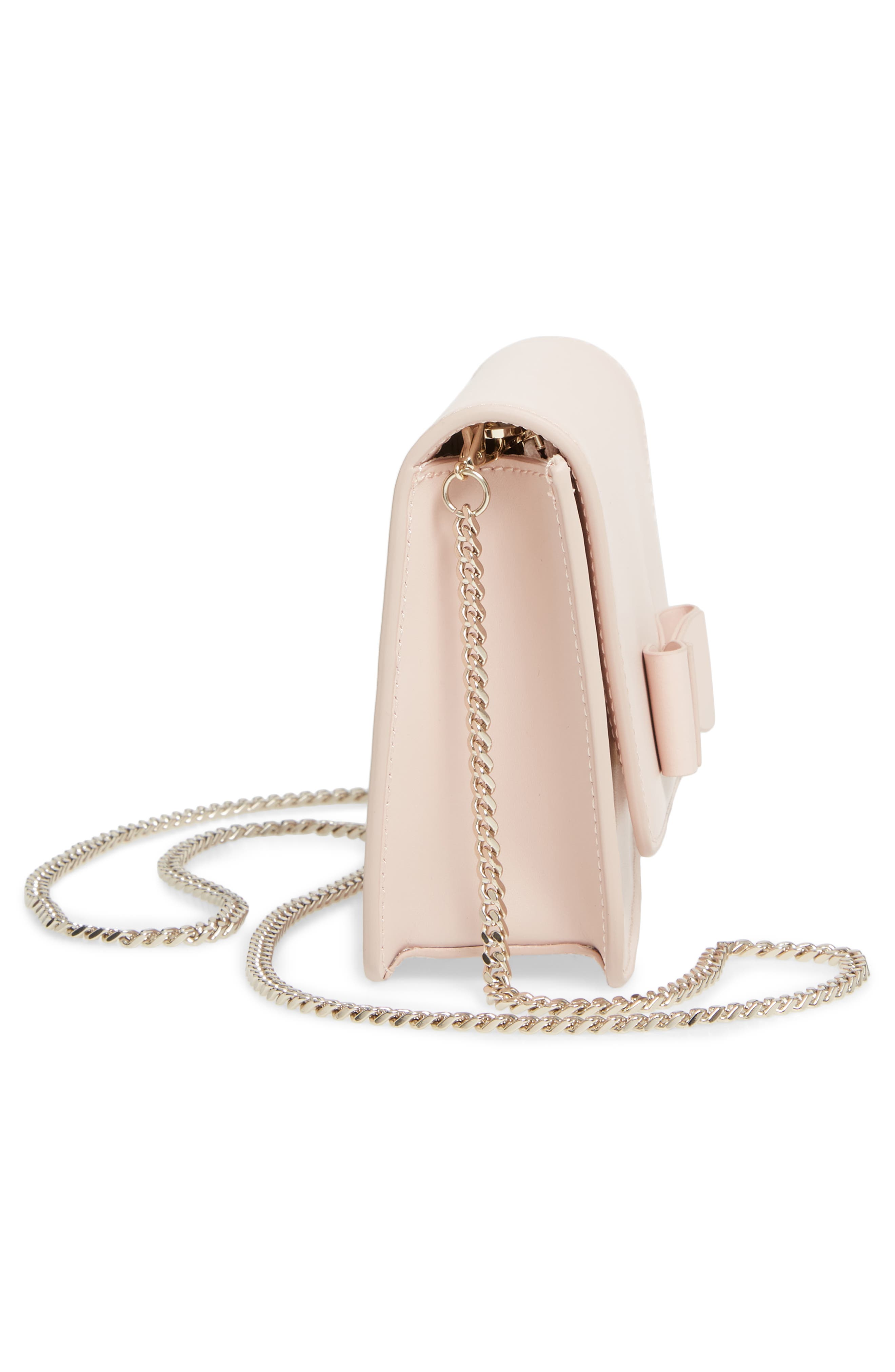 Keeiira Bow Leather Evening Bag, Alternate, color, DUSKY-PINK
