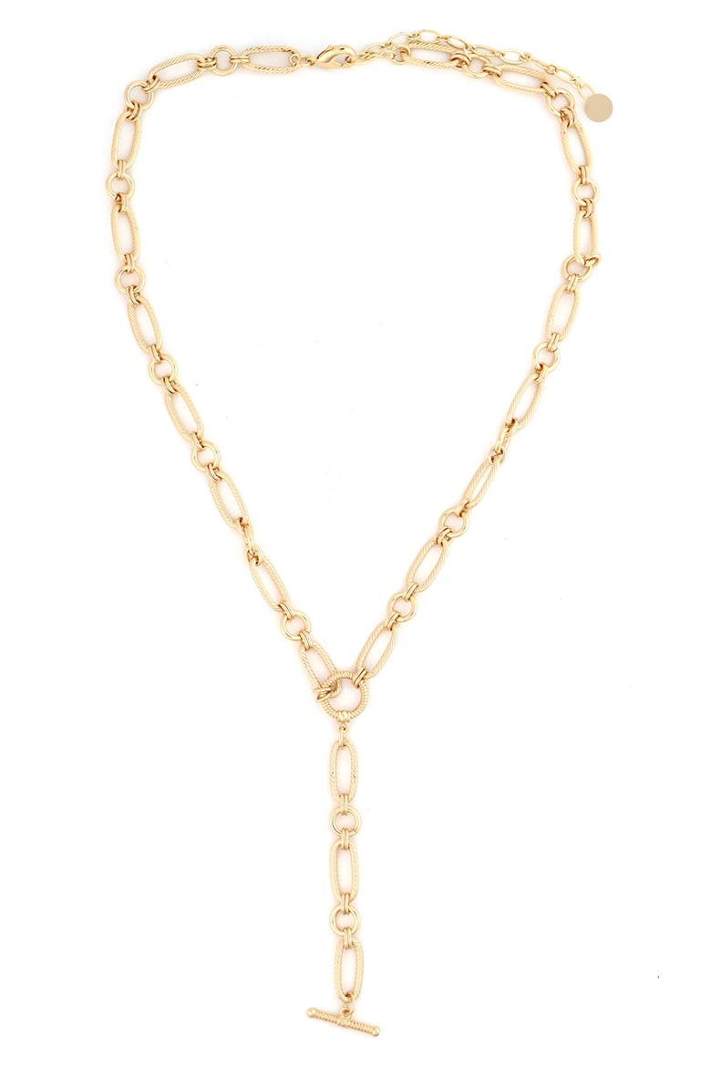 Textured Bar Y-Necklace, Main, color, GOLD