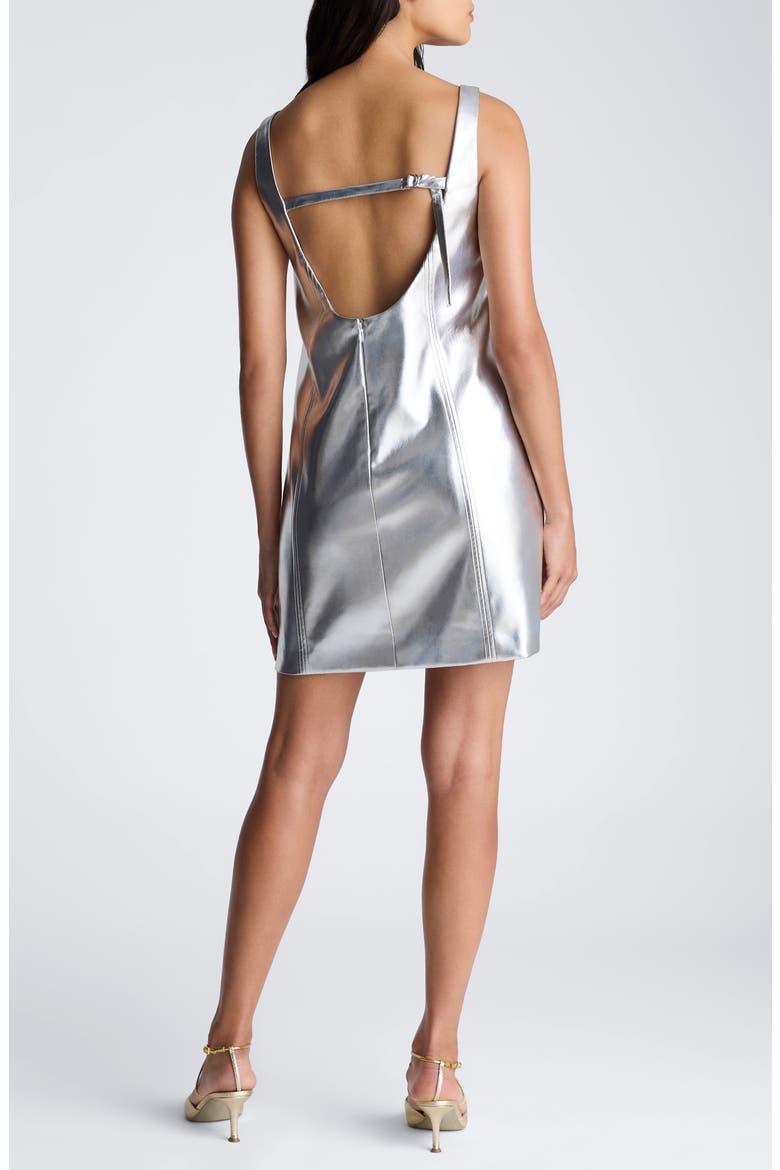 Metallic Open Back Shift Minidress, Alternate, color, SILVER