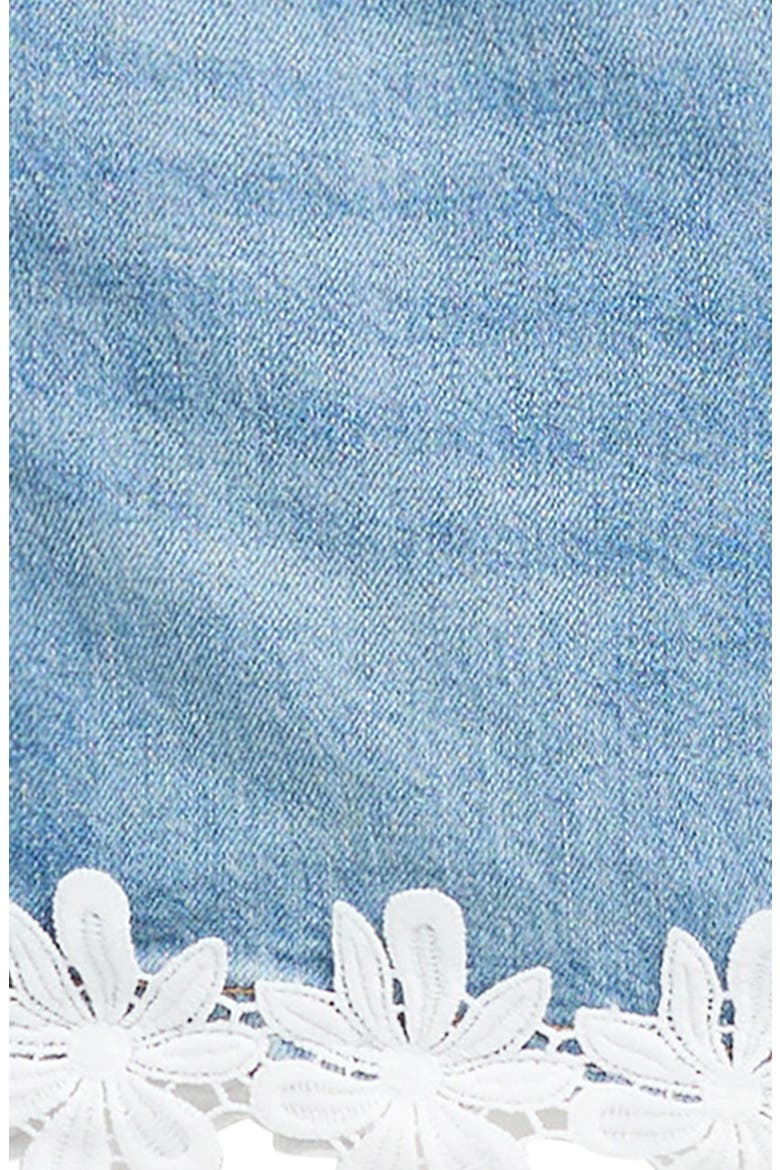 Kids' Floral Lace Hem Denim Shorts, Alternate, color, INDIGO