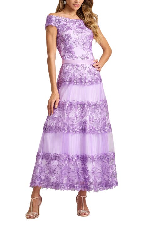 Adriane Floral Embroidered Tea-Length Dress