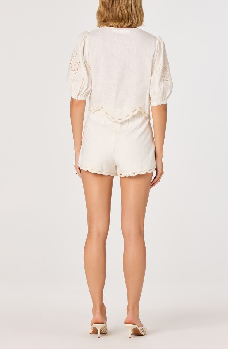 ASTR the Label Joellyn Embroidered Linen & Cotton Top, Alternate, color, White