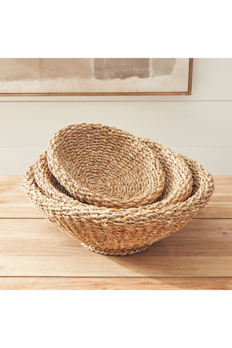 Seagrass Shallow Tapered Baskets Set of 3, Alternate, color, Beige