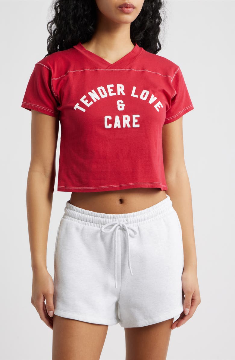 Bella Venice TLC Graphic Cotton Crop T-Shirt, Main, color, Red