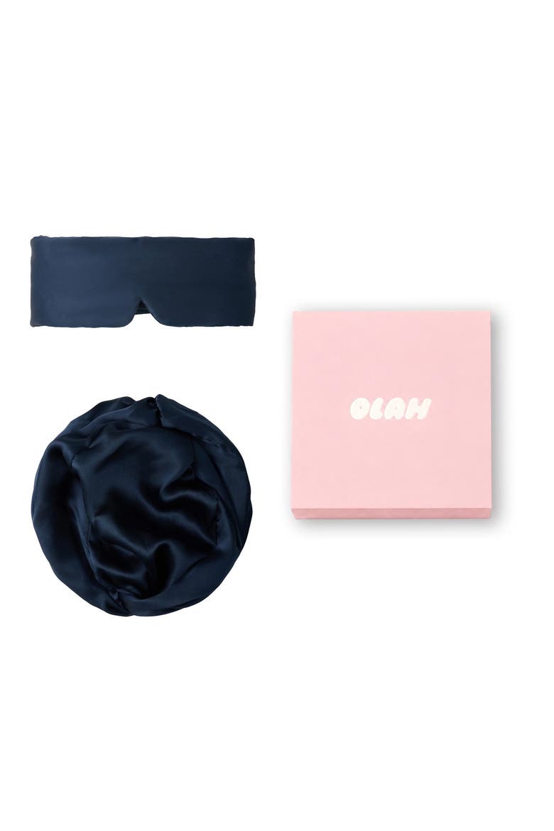 Bunny Ears Silk Scrunchie Trio Gift Set, Main, color, Navy