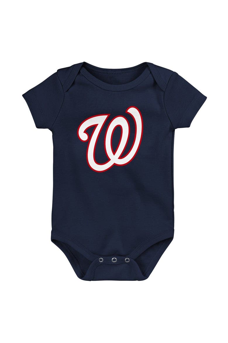 Newborn & Infant Navy/White/Heather Gray Washington Nationals Biggest Little Fan 3-Pack Bodysuit Set, Alternate, color, Navy