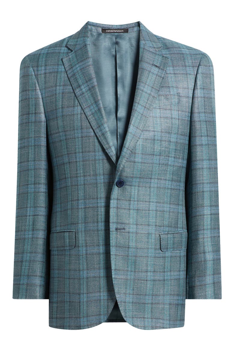 Teal Green Windowpane Check Sport Coat, Alternate, color, TEAL