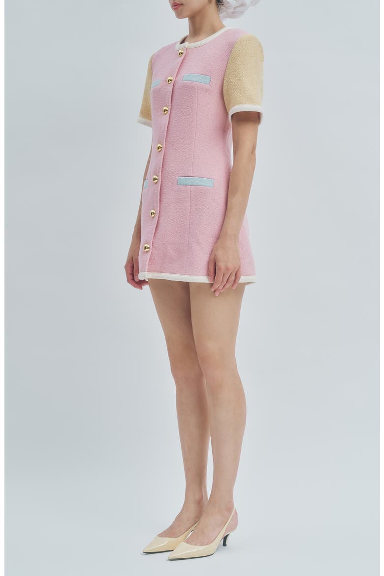 Taylor Colorblock Tweed Minidress, Alternate, color, PINK MULTI