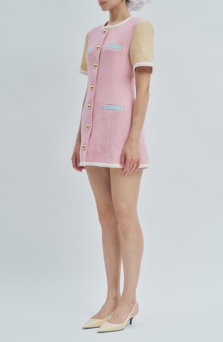 MAUDE CLUB Taylor Colorblock Tweed Minidress, Alternate, color, Pink Multi