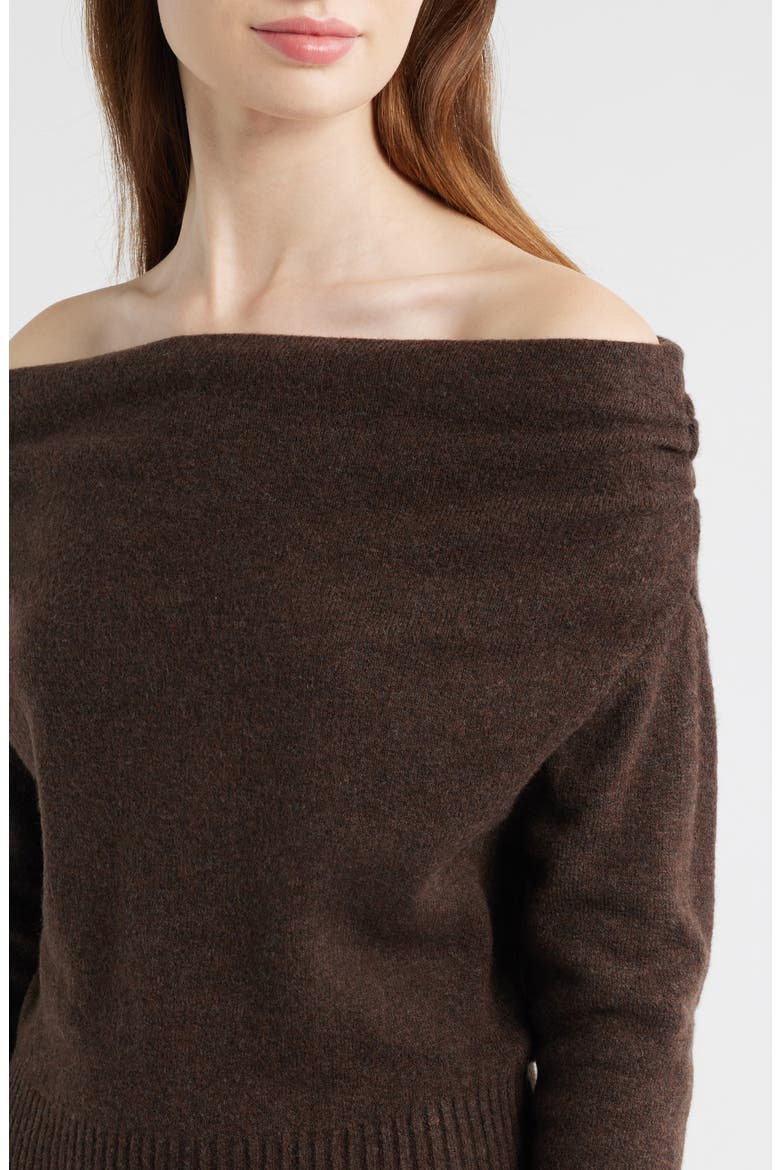 One-Shoulder Long Sleeve Sweater Dress, Alternate, color, ESPRESSO