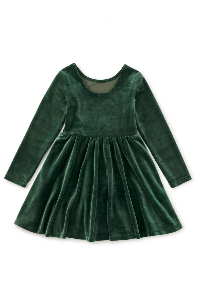 Tea Collection Velour Ballet Dress, Alternate, color, Pineneedle