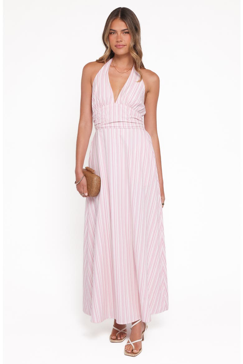 Marie Stripe Halter Maxi Dress, Alternate, color, PINK STRIPE