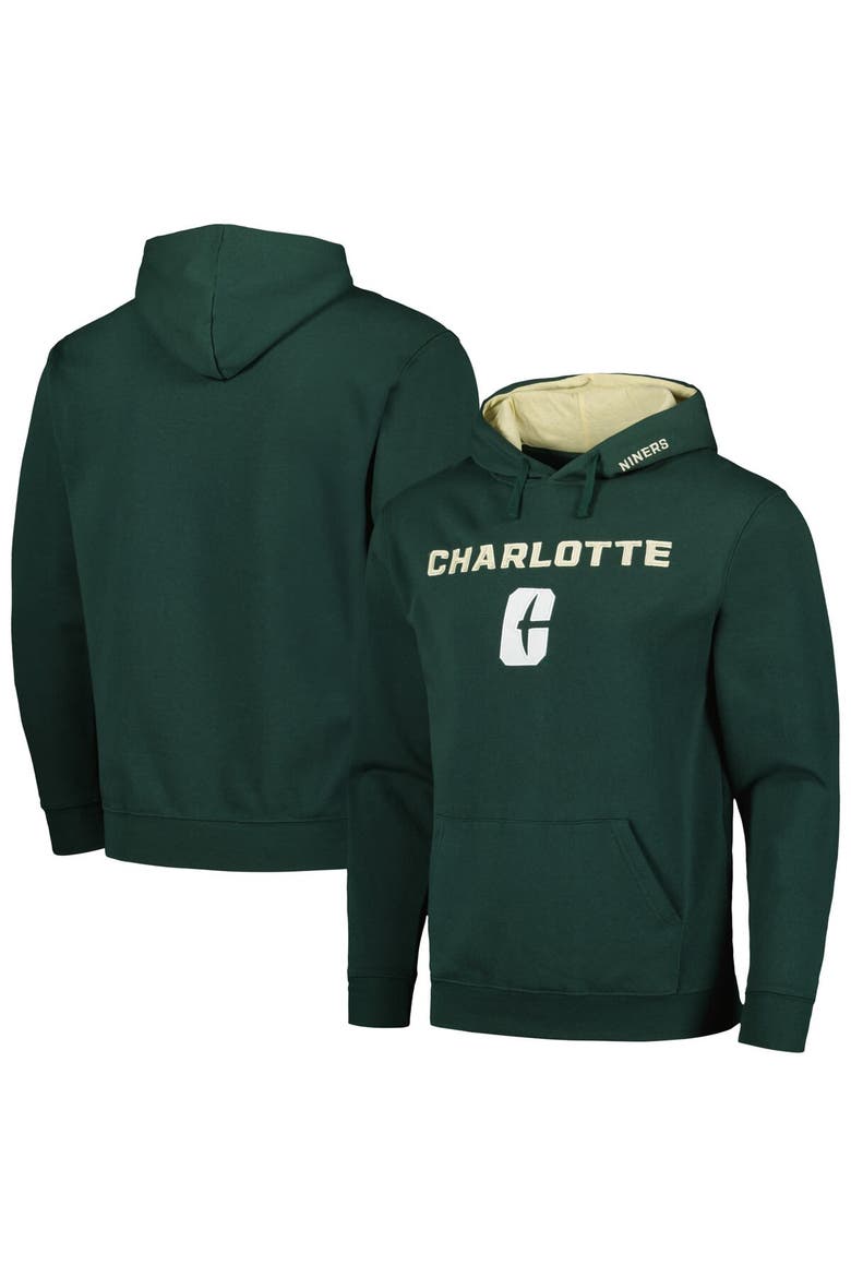 Men's Colosseum Green Charlotte 49ers Arch and Logo Pullover Hoodie, Main, color, Green