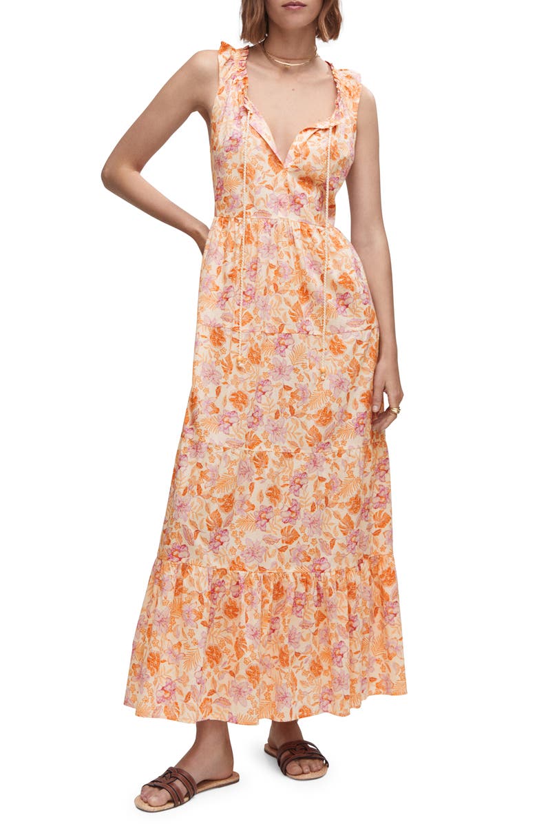 MANGO Floral Print Cotton Sleeveless Dress, Main, color,