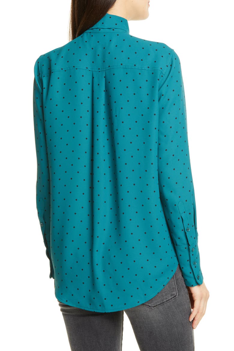 Luis Tie Neck Dot Blouse, Alternate, color, ATLANTIC DEEP/ TRUE BLACK