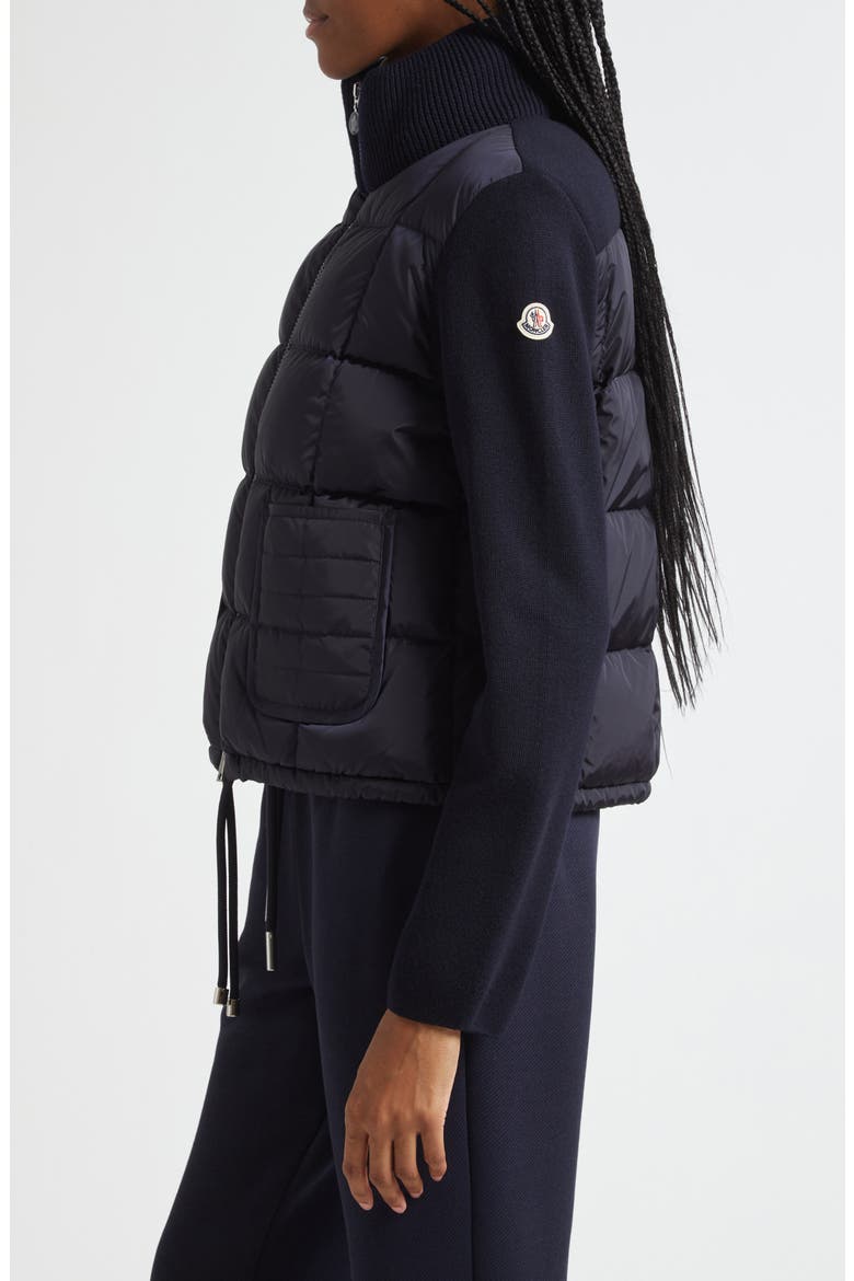 Virgin Wool Knit & Down Cardigan, Alternate, color, NAVY