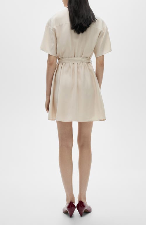 Mango Belted Mini Shirtdress In Beige