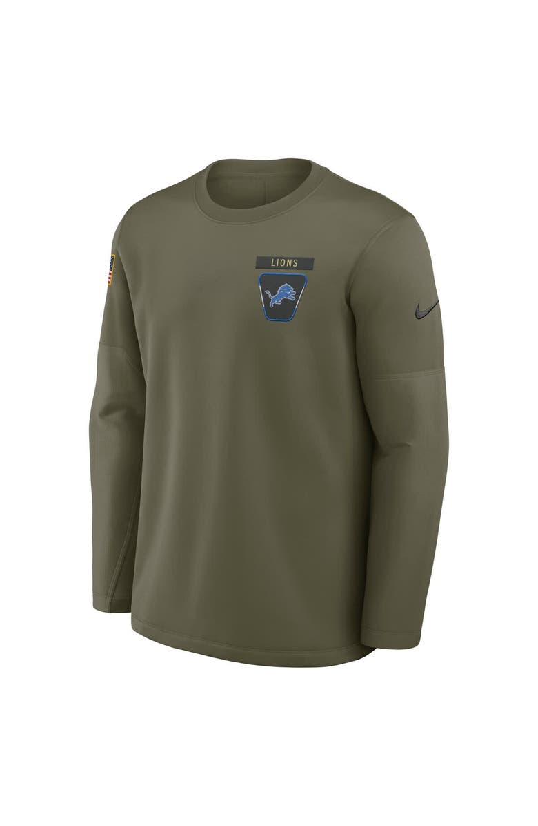 Nike Men's Nike Olive Detroit Lions 2025 Salute to Service Sideline Coaches Therma-FIT Long Sleeve Shirt, Alternate, color, Olive