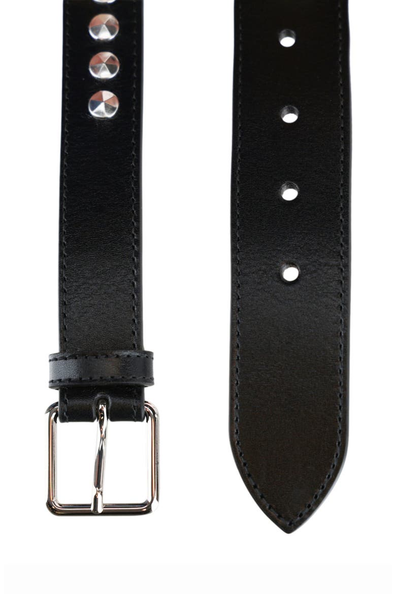 Double Studded Leather Belt, Alternate, color, BLACK