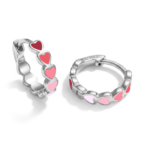Heart Cascade Huggie Hoops