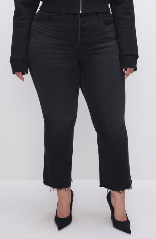 Good American Good Legs Black Cropped Mini Bootcut Jean