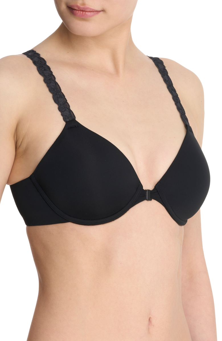 Natori Pure Luxe Covertible Front Close Underwire Bra, Alternate, color, Black