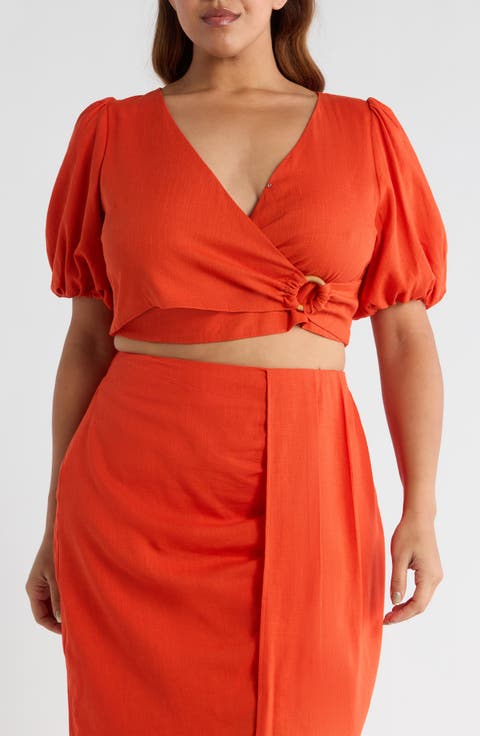 Bet On You Faux Wrap Crop Top (Plus)