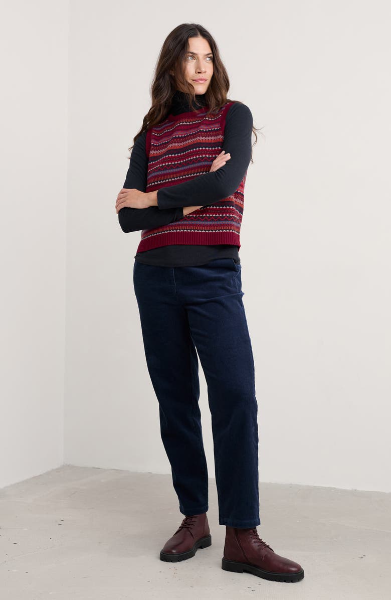 Seasalt Cornwall Percella Cove Merino Wool Blend Sweater Vest, Alternate, color, Star Jasmine Carmine Nutmeg